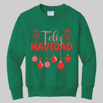 Youth Crewneck - Winter Holidays - Feliz Festive - Red  Thumbnail