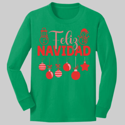 Youth Long Sleeve Shirt - Winter Holidays - Feliz Festive - Red  Thumbnail