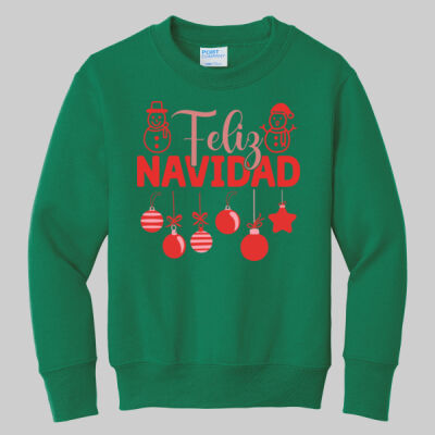 Youth Crewneck - Winter Holidays - Feliz Festive - Red Thumbnail